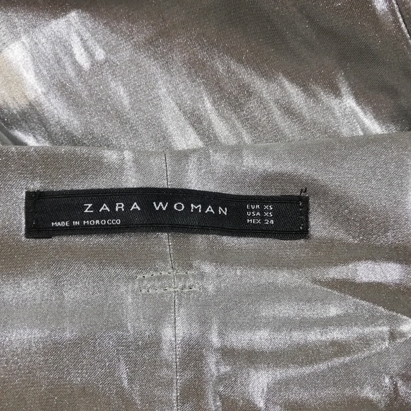 Zara Trafaluc Wide Leg Metallic Khaki Pants Xsmall - Picture 4 of 7